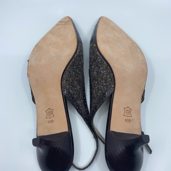 Talbots Tweed Slingback Kitten Heels | Size 10 | Classic Pointed Toe Pumps - Picture 8 of 9